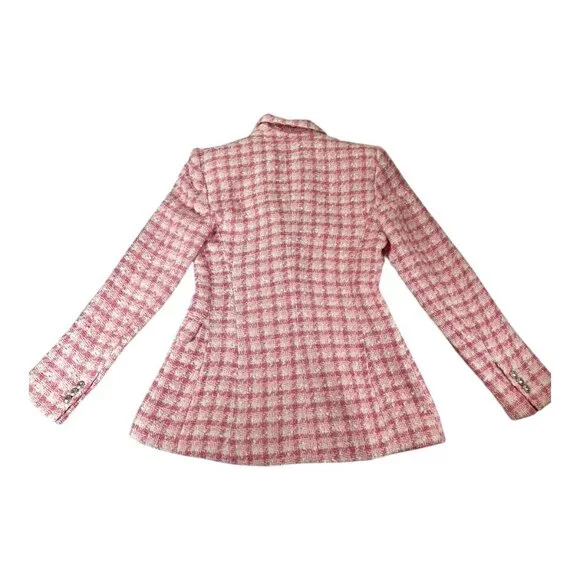 Gorgeous NEW Zara pink tweed blazer jacket | Zara work career blazer size XS - Picture 11 of 11